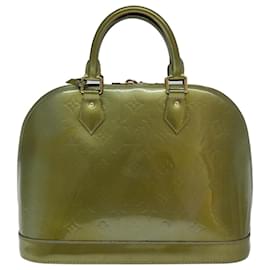 Louis Vuitton-LOUIS VUITTON Monograma Vernis Alma PM Bolsa de mão Véu Olive M91582 Autenticação de LV 77311-Outro