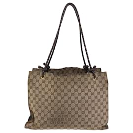 Gucci-GUCCI GG Canvas Shoulder Bag Beige 109140 auth 77091-Beige