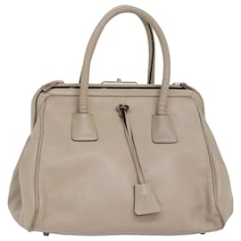 Prada-PRADA Hand Bag Leather Beige Auth 77082-Beige