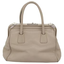 Prada-PRADA Hand Bag Leather Beige Auth 77082-Beige