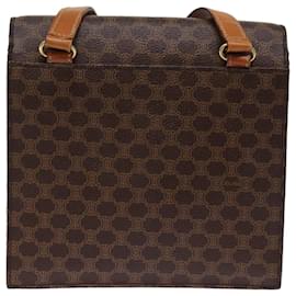 Céline-CELINE Macadam Canvas Shoulder Bag PVC Leather Brown Auth 77199-Brown