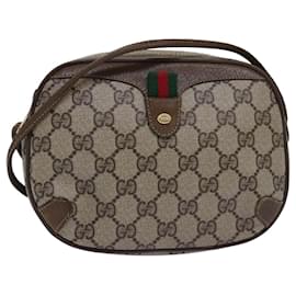 Gucci-GUCCI GG Supreme Web Sherry Line Shoulder Bag PVC Beige Red 89 02 066 auth 76990-Red,Beige