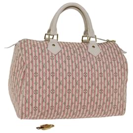 Louis Vuitton-LOUIS VUITTON Monogram Mini Lin Croisette Speedy 30 Bag Pink M95501 auth 76422A-Pink