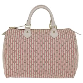 Louis Vuitton-LOUIS VUITTON Monogram Mini Lin Croisette Speedy 30 Sac Rose M95501 auth 76422UNE-Rose