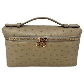 Loro Piana Bolsillo extra L19 de piel de avestruz color beige. Beige