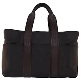 Hermès-HERMES Akapu Luco MM Hand Bag Nylon Brown Auth yk12902-Brown