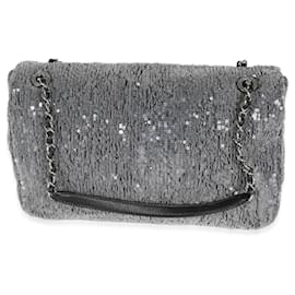 Chanel-Chanel Silver Sequin Jumbo Single Flap Bag-Other