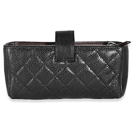 Chanel-Chanel Black Quilted Caviar CC Phone Pouch-Black