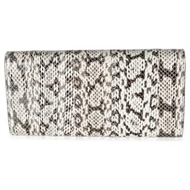 Gucci-Gucci Beige Snakeskin Pearly GG Marmont Clutch-Black,Beige