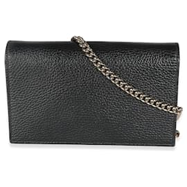 Gucci-Gucci Black Dollar calf leather Interlocking G Chain Wallet-Black