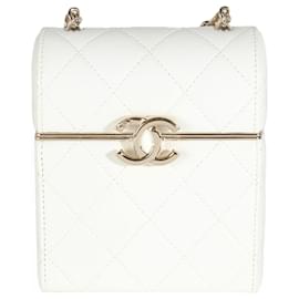 Chanel-Chanel 22P White Quilted Lambskin Mini Box Clutch-White