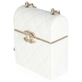 Chanel-Chanel 22P White Quilted Lambskin Mini Box Clutch-White