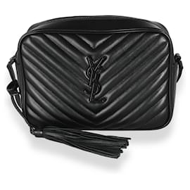 Saint Laurent-Saint Laurent Black calf leather Matelasse Monogram Lou Camera Bag-Black