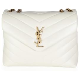 Saint Laurent-Saint Laurent Crema Soft calf leather Y Quilted Monogram Small Loulou Bag-White