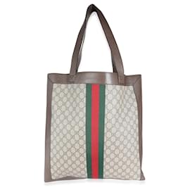 Gucci-Gucci Brown GG Supreme Canvas Web Ophidia Vertical Shopping Tote-Brown,Multiple colors,Other