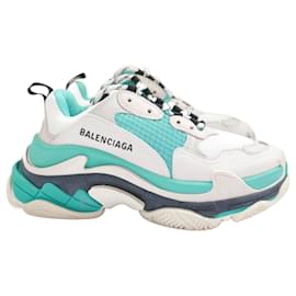 Balenciaga-Balenciaga Triple S Trainers Sneakers Turquoise Grey-Grey,Turquoise
