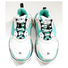 Balenciaga-Balenciaga Triple S Trainers Sneakers Turquoise Grey-Grey,Turquoise