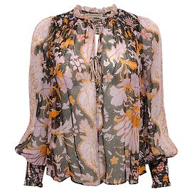 Camicetta di seta multi floreale lilla di Ulla Johnson Porpora