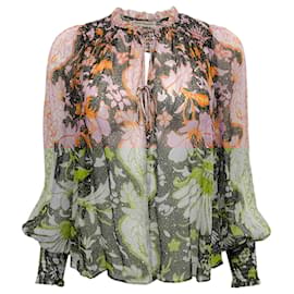 Ulla Johnson-Ulla Johnson Lilac Multi Floral Silk Blouse-Purple