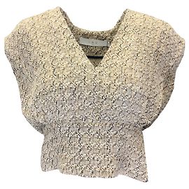 IRO Ecru / Schwarzes Glena-Tweed-Top mit V-Ausschnitt Roh