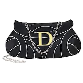 Christian Dior-Dior Noir/Édition Limitée Argent 0215 Pochette à chaîne en cristal et à rabat-Noir