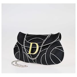 Christian Dior-Dior Noir/Édition Limitée Argent 0215 Pochette à chaîne en cristal et à rabat-Noir
