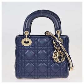 Christian Dior-Cabas Dior Cannage Mini Lady Dior bleu marine-Bleu