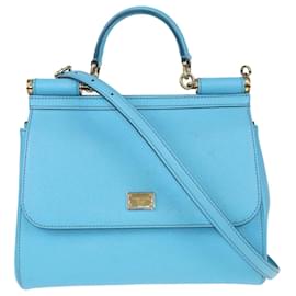 Dolce & Gabbana-Dolce & Gabbana Light Blue Medium Miss Sicily Top Handle Bag-Blue