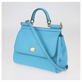 Dolce & Gabbana-Dolce & Gabbana Light Blue Medium Miss Sicily Top Handle Bag-Blue