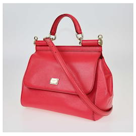 Dolce & Gabbana-Dolce & Gabbana Red Medium Miss Sicily Top Handle Bag-Red
