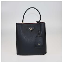 Prada-Prada Black/Red Medium Saffiano Cuir Panier Bag-Black