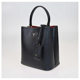 Prada-Prada Black/Red Medium Saffiano Cuir Panier Bag-Black
