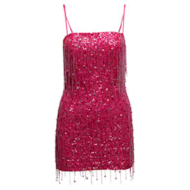 Autre Marque-Hot Pink Retrofete Bead & Sequin Embellished Mini Dress Size US S-Pink