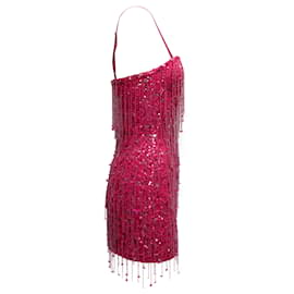 Autre Marque-Hot Pink Retrofete Bead & Sequin Embellished Mini Dress Size US S-Pink