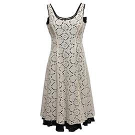 Autre Marque-White & Black Trelise Cooper Sleeveless Eyelet Dress Size US 12-White