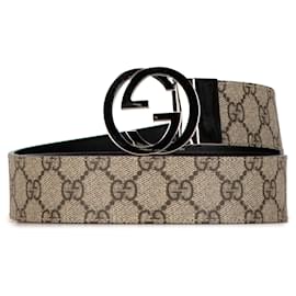 Gucci-Brown Gucci GG Supreme Reversible Interlocking G Belt-Brown