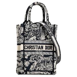 Dior-Blue Dior Mini Toile de Jouy Reverse Embroidered Vertical Book Tote Satchel-Blue