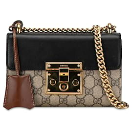 Gucci-Brown Gucci Small GG Supreme Padlock Crossbody-Brown