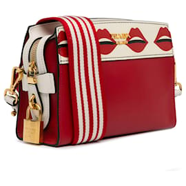 Prada-Red Prada City Calf and Saffiano Lip Print Esplanade Crossbody Bag-Red