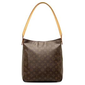 Louis Vuitton-Brown Louis Vuitton Monogram Looping GM Shoulder Bag-Brown