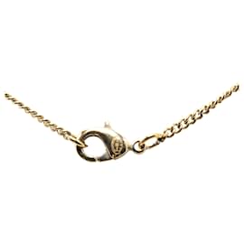 Chanel-Gold Chanel Gold Plated CC Bow Crystal Pendant Necklace-Golden