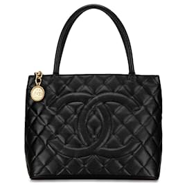 Chanel-Black Chanel Caviar Medallion Tote-Black