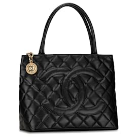 Chanel-Black Chanel Caviar Medallion Tote-Black