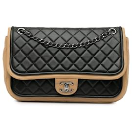 Chanel-Black Chanel Jumbo Classic Bicolor Lambskin Twist Flap Shoulder Bag-Black