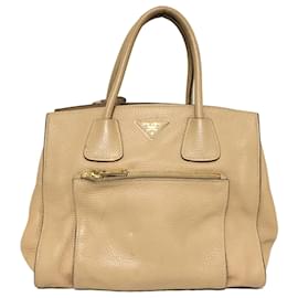 Prada-Tan Prada Vitello Phenix Shopping Tote Satchel-Camel