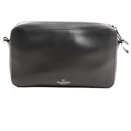 Valentino Garavani-Valentino Garavani VLTN Leather Crossbody Bag in Black-Black