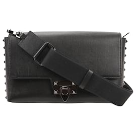 Valentino Garavani-Valentino Garavani Sac à bandoulière Rockstuds en cuir x Studs en noir-Noir