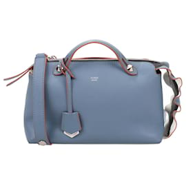 Fendi-FENDI By the Way Medium Leather 2Way Handbag in Blue and Red 8BL124-Blue
