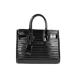 Saint Laurent-SAINT LAURENT Ribbed Patent Calfskin Nano Sac De Jour in Black-Black