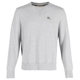 Burberry-Burberry Crew Neck Long Sleeve Sweatshirt in Grey Cotton-Grey